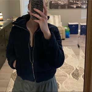 Ambiance Apparel Cropped Navy Corduroy Puffer